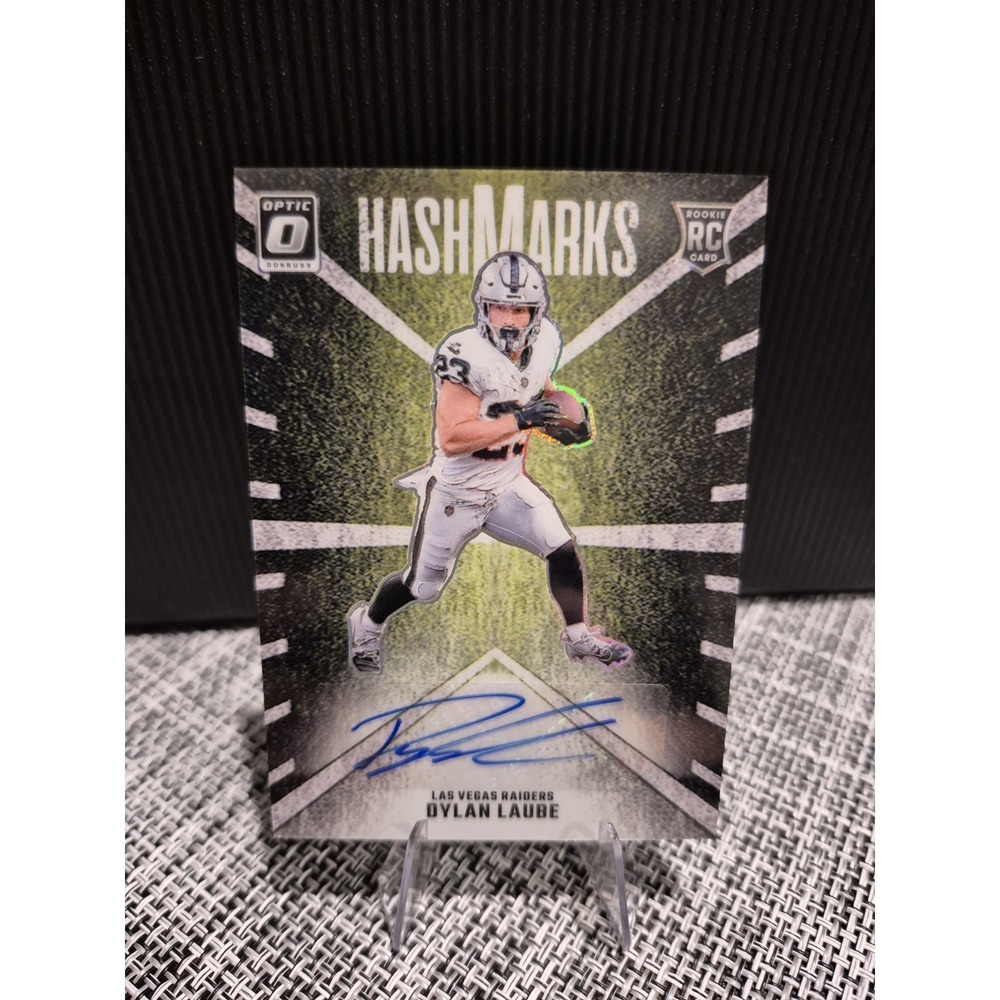 2024 Panini Donruss Optic Dylan Laube #HM-DLE Hash Marks (AU)‎ (RC) Raiders